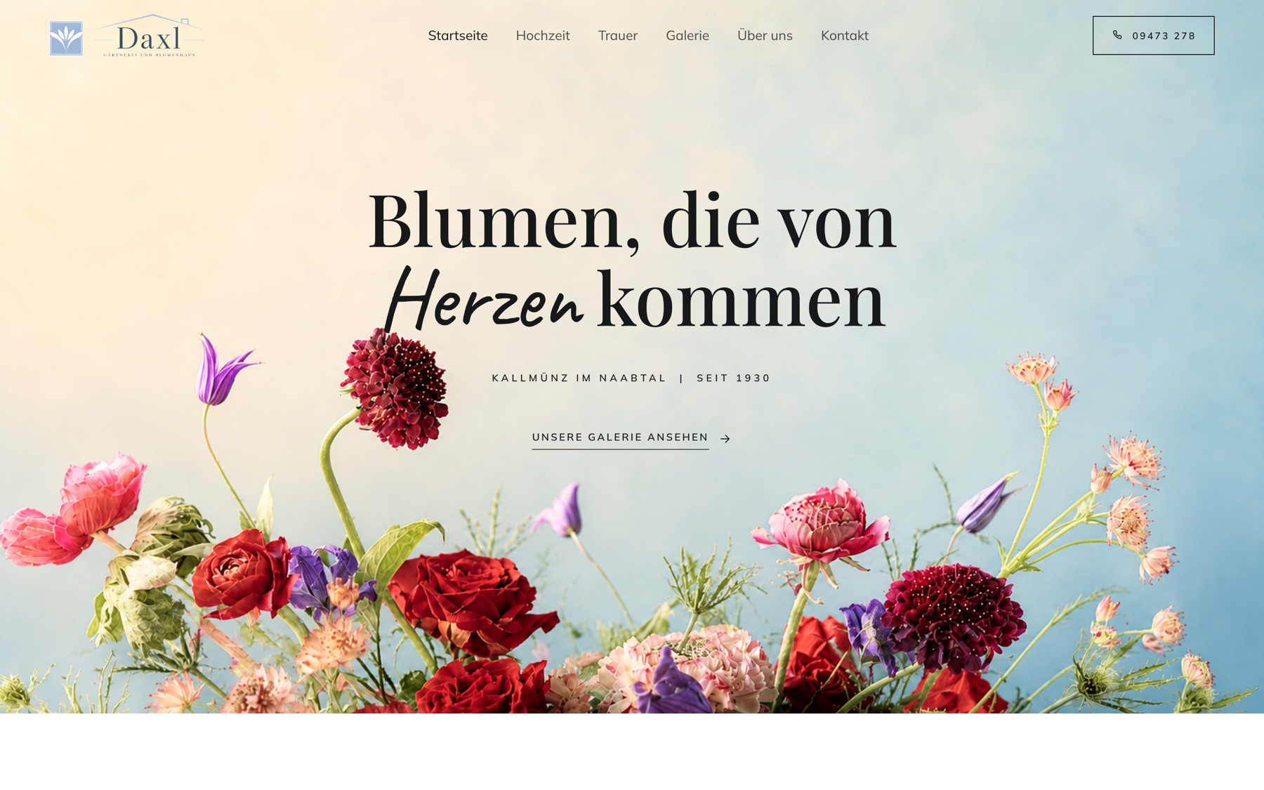 Screenshot der Website von Gärtnerei Daxl